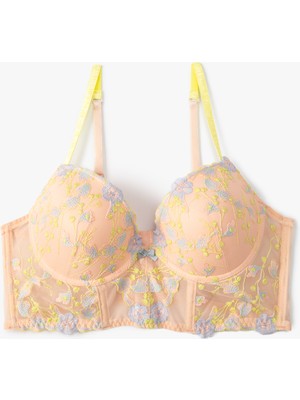 Koton Push Up Bralet Sütyen Çiçekli Balenli