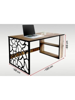 tmytedarikyapı Kumsal Saç Desenli 2 Raflı Çalışma Masası 69*120*50 (Ceviz)
