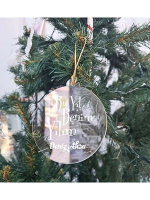 Bk Gift Kişiye Özel Isimli Şeffaf Pleksi Yılbaşı Ağaç Süsü- 3, Yılbaşı Hediyesi, Isme Özel Ağaç Süsü, Yeni Yıl Mesajlı Hediye