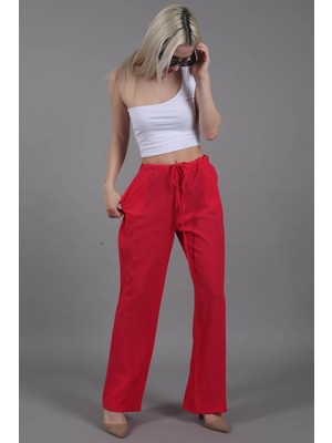 Madmext Fuşya Krinkıl Kumaş Basic Kadın Plaj Pantolon MG1778