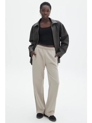 Madmext Bej  Wide Leg Basic Eşofman Altı MG1916