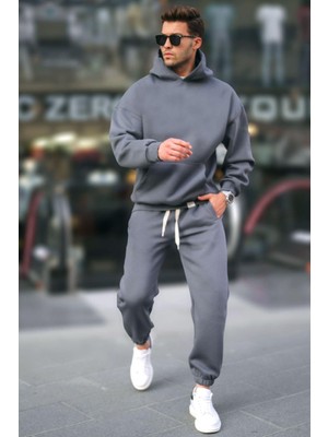 Madmext Füme Kapşonlu Basic Eşofman Takımı 5925