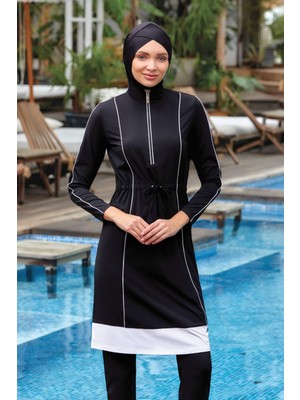 Remsa Mayo Likralı Tam Kapalı Tesettür Mayo Nıca 4372 Siyah Remsa Mayo