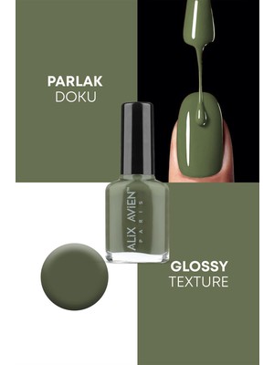 Alix Avien Haki Yeşil 44 - Yüksek Pigmentli Uzun Süreli Kalıcılık Hızlı Kuruma - Nail Lacquer 44