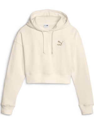 Puma Kadın Beyaz Classıcs Cropped Hoodie Beyaz Kadın Sweatshirt