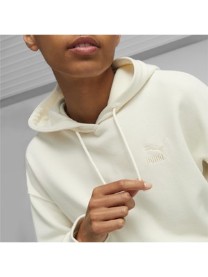 Puma Kadın Beyaz Classıcs Cropped Hoodie Beyaz Kadın Sweatshirt