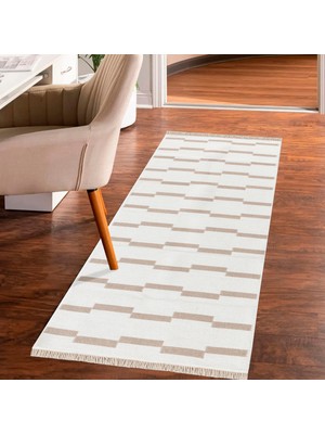 "homesteadart Rugs, Elegantwoven Koleksiyon Bej Pamuk-Polyester Kilim - Çift Taraflı ve Nefes Alabilir Yapıda, 30°c'de Makinede Yıkanabilir, Katlanabilir, Robot Süpürge Uyumlu - Çeşitli Ebatlar"