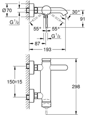 Grohe Essence Tek Kumandalı Banyo Bataryası 1/2" - 33624EN1