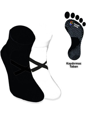Limmon Store 2'li Siyah Beyaz Yoga Pilates Çorap Set