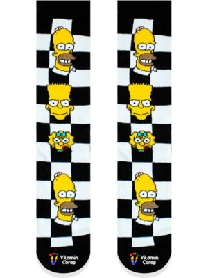 Limmon Store Damalı Simpson Renkli Çorap