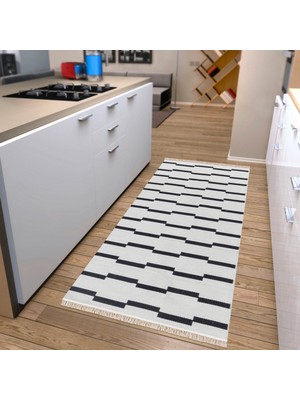 "homesteadart Rugs, Elegantwoven Koleksiyon Siyah Pamuk-Polyester Kilim - Çift Taraflı ve Nefes Alabilir Yapıda, 30°c'de Makinede Yıkanabilir, Katlanabilir, Robot Süpürge Uyumlu - Çeşitli Ebatlar"