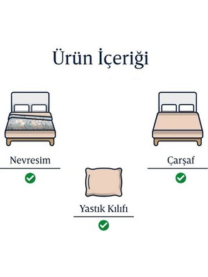 Umut Home Design Tek Kişilik Nevresim Takımı 160X240 cm / Lastikli Çarşaflı