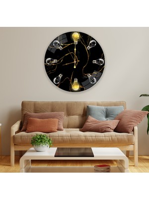 Emya Home Ampul Desenli Cam Saat - 60 cm