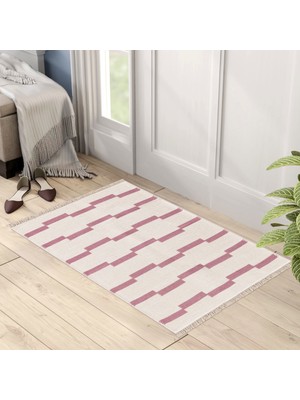 "homesteadart Rugs, Elegantwoven Koleksiyon Pembe Pamuk-Polyester Kilim - Çift Taraflı ve Nefes Alabilir Yapıda, 30°c'de Makinede Yıkanabilir, Katlanabilir, Robot Süpürge Uyumlu - Çeşitli Ebatlar"