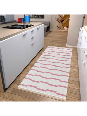 "homesteadart Rugs, Elegantwoven Koleksiyon Pembe Pamuk-Polyester Kilim - Çift Taraflı ve Nefes Alabilir Yapıda, 30°c'de Makinede Yıkanabilir, Katlanabilir, Robot Süpürge Uyumlu - Çeşitli Ebatlar"