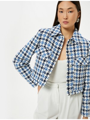 Koton Tüvit Ceket Kapaklı Cepli Düğmeli Manşet Yaka