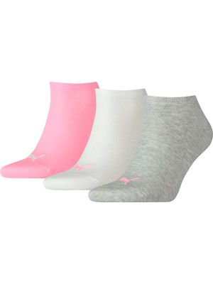 Puma Siyah Sneaker Plaın 3p Beyaz, Pembe, Gri Unisex 3lü Yüksek Sneaker Çorap