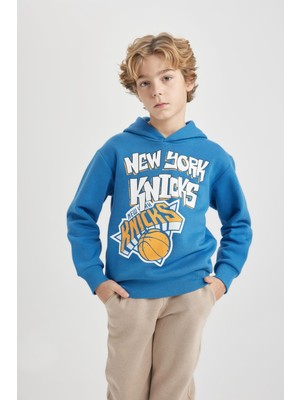 DeFacto Erkek Çocuk NBA New York Knicks Kapüşonlu Kalın Sweatshirt B4793A823WN