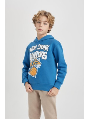 DeFacto Erkek Çocuk NBA New York Knicks Kapüşonlu Kalın Sweatshirt B4793A823WN