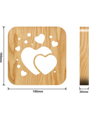 Aqqogib Iki Kalp Gece Lambası, Ahşap 3D Lamba Için Yaratıcı Ahşap Işık, Hts Basit Dekoratif Işık, Hts 3D Ahşap Oyma Desen LED Gece, Sevgililer Günü Için Işık (Yurt Dışından)