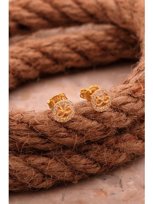 Sümer Telkari Sonsuzluk Mini Altın Kaplama Gümüş Küpe 6821