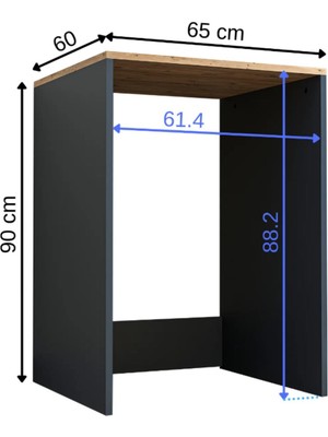 One Art Home White Colorist Çamaşır Kurutma Makinesi Dolabı Antrasit Kasa Atlantik Çam Üst