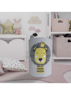 Mekta Home Bebek ve Çocuk Odası Aslan Desenli Oyuncak Sepeti