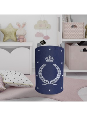 Mekta Home Bebek ve Çocuk Odası Çelenk Taç Desenli Oyuncak Sepeti