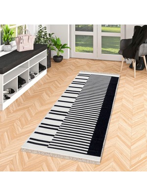 "elegantwoven Koleksiyon Siyah Pamuk-Polyester Kilim - Homesteadart Rugs Çift Taraflı ve Nefes Alabilir Yapıda, 30°c'de Makinede Yıkanabilir, Katlanabilir, Robot Süpürge Uyumlu - Çeşitli Ebatlar"