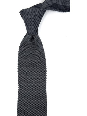 Kravatkolik Füme Düz Örgü Kravat ÖR8355