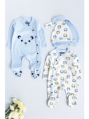 Babymod Erkek Bebek Tulum Figürlü Uzun Kollu Ikili Erkek Bebek Tulum