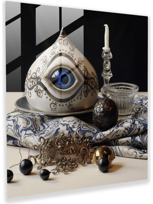Painted Anarchy Nazar Boncuğu Gerçekçi Cam Baskı - Nazar Boncuğu, Nazar Boncuğu, Gerçeğe Yakın Detaylar, Gerçekçi Natürmort Tablo, 30X30