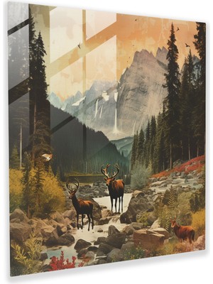 Painted Anarchy Rustic Wilderness Seyahat Cam Baskı Seti - Rustik, Kolaj, Seyahat Posterleri, Ev Dekorasyonu, 30X30