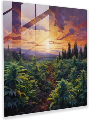 Painted Anarchy Weed Serenity Cam Baskı - Ot, Cam Sanat, Ev Dekorasyonu, Sakin Sahne, 50X50