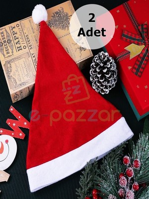 Epazzar 2 Adet Lüx Polar Yılbaşı Organizasyon Parti Kostüm Noel Baba Şapkası