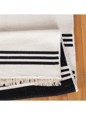 Homestead Elegantwoven Siyah Pamuk Dokuma Kilim - Homesteadart Rugs, Çift Taraflı, Nefes Alabilen ve 30°c'de Yıkanabilir, Katlanabilir, Robot Süpürge ile Uyumlu Yapı - Çeşitli Ölçülerde