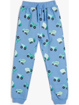 Koton Jogger Eşofman Altı Araba Baskılı Şardonlu Beli Bağlamalı Pamuklu