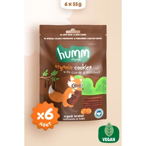 Humm Organic - Organik Vegan Keçiboynuzlu ve Fındıklı Kurabiye Atıştırmalık Paketi - 6 Adet
