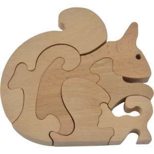 Masif Kayın Ağacı Eğitici Ahşap Mimar Sincap Yapboz