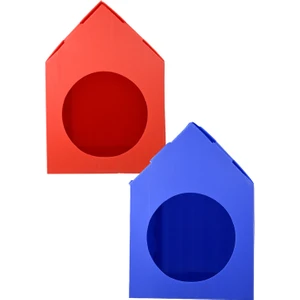 Özel Üretim Plastik Kedi Evi 2li Set Mavi ve Kırmızı