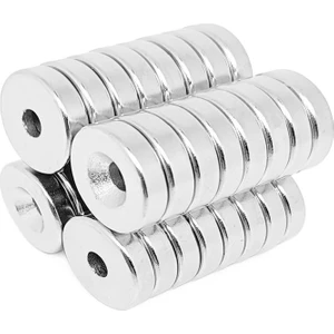 Havşa Delikli, Neodyum Mıknatıs, 20MM x 5mm Delik Çapı : 10/5 mm Süper Güçlü Mıknatıs