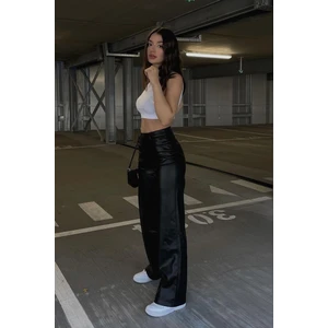 Mad Girls Siyah Deri Pantolon MG1316 Erkekler İçin %80 Viskoz Rahat Kullanım