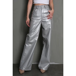 Gümüş Deri Basic Kadın Pantolon MG1316