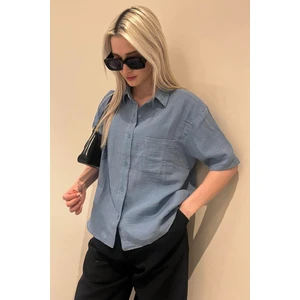 Mavi Muslin Kumaş Basic Kadın Gömlek MG1784