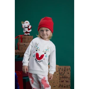 Çocuk Yılbaşı Temalı Geyik Nakış Detaylı Sweatshirt
