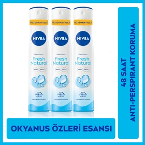 Nıvea Kadın Sprey Deodorant Fresh Natural Ter Kokusuna Karşı 48 Saat Deodorant Koruması 200MLX3ADET