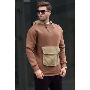 Acı Kahve Kanguru Cep Kapüşonlu Erkek Sweatshirt 6138