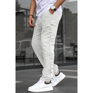 Beyaz Müslin Kumaş Erkek Basic Pantolon 6507