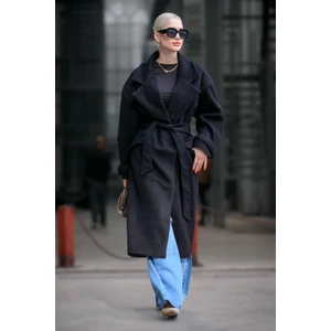 Siyah Oversize Uzun Kadın Kaban MG1584