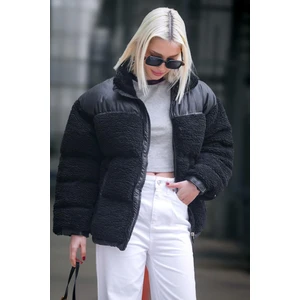 Siyah Peluş Oversize Mont MG1371